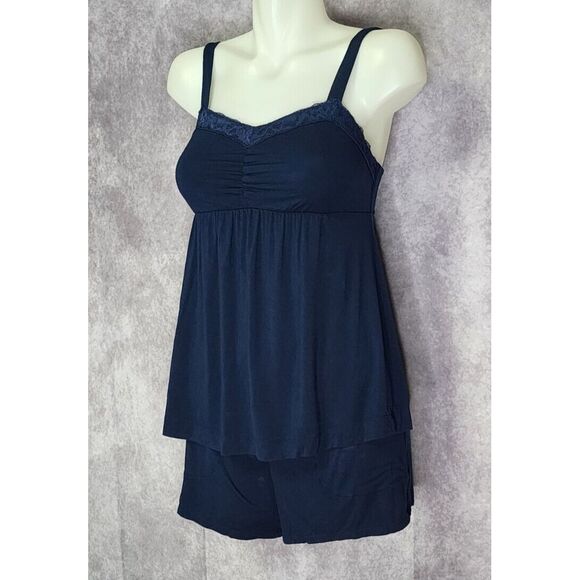 Soma Cool Nights Sleep Set Tank & Shorts Womens Size Small Dark Blue Pajamas - Picture 4 of 12